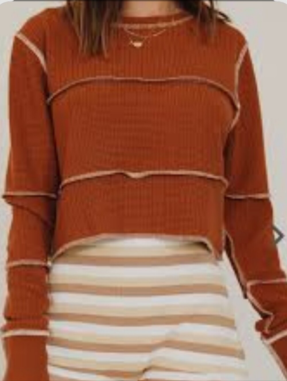 Urban Outfitters Rust Waffle Knit Crop Top